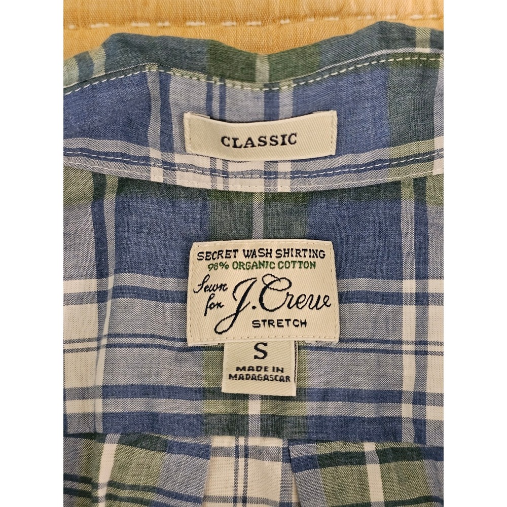 J.Crew Secret Wash Organic‎ Cotton Plaid Shirt Button Down Preppy Mens S - Picture 3 of 7